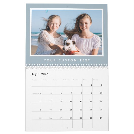 Modern Minimal 2026 Familie Aangepaste Fototekst Kalender (Jul 2027)