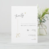 Modern Minimal 20th Birthday Party Invitation Kaart (Staand voorkant)