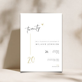 Modern Minimal 20th Birthday Party Invitation Kaart