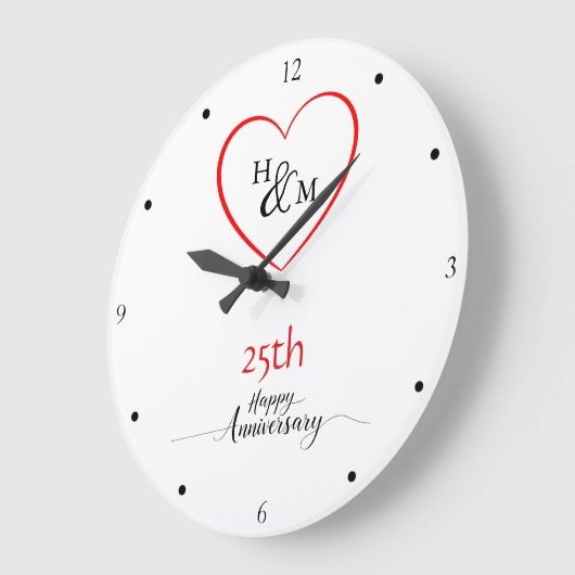 Modern Minimal 25th Wedding Jubileum cadeau-ideeën Grote Klok (Hoek)