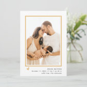 Modern Minimal 2 foto Baby shower Bedankt Geboorte Aankondiging (Staand voorkant)