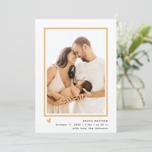 Modern Minimal 2 foto Baby shower Bedankt Geboorte Aankondiging (Staand voorkant)