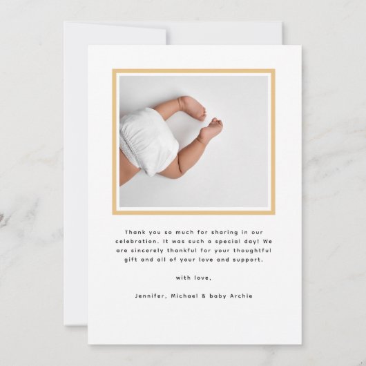 Modern Minimal 2 foto Baby shower Bedankt Geboorte Aankondiging (Achterkant)