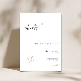 Modern Minimal 30th Birthday Party Invitation Kaart