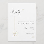 Modern Minimal 30th Birthday Party Invitation Kaart (Voorkant)