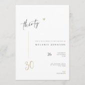 Modern Minimal 30th Birthday Party Invitation Kaart (Voorkant)