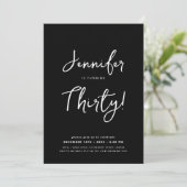 Modern Minimal 30th Birthday Script Zwart Kaart (Staand voorkant)
