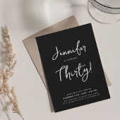 Modern Minimal 30th Birthday Script Zwart Kaart