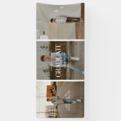 Modern Minimal 3-Photo Graduation Party Congrats Spandoek (Verticaal)