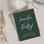 Modern Minimal 40th Birthday Script Emerald Kaart<br><div class="desc">Een elegant "40th Birthday" feestuitnodigingsontwerp met moderne typografie en aangepaste tekst.</div>