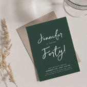 Modern Minimal 40th Birthday Script Emerald Kaart