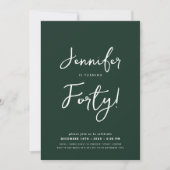 Modern Minimal 40th Birthday Script Emerald Kaart (Voorkant)