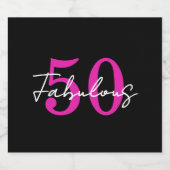 Modern Minimal 50 Fabulous 50th Birthday Party Sparkling Wijnetiket (Enkel label)
