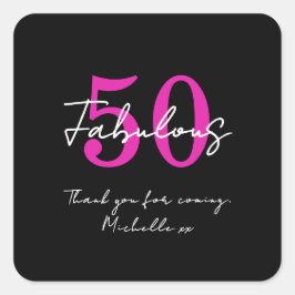 Modern Minimal 50 Fabulous 50th Birthday Party Vierkante Sticker