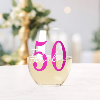 Modern Minimal 50 Fabulous 50th Birthday Party Wijnglas Zonder Voet