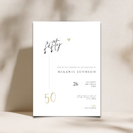 Modern Minimal 50th Birthday Party Invitation Kaart