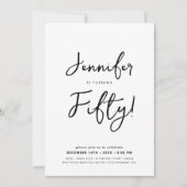 Modern Minimal 50th Birthday Script Zwart & Wit Kaart (Voorkant)