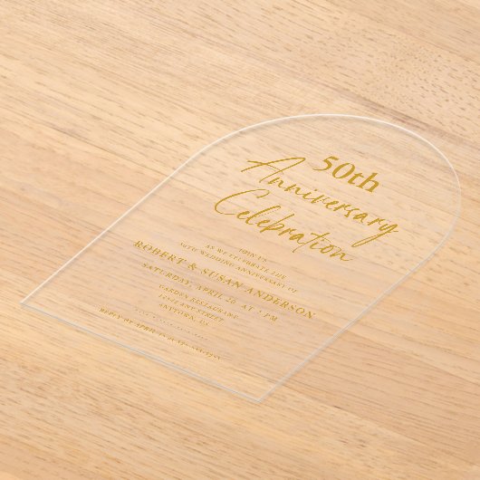 Modern Minimal 50th Wedding Anniversary Acryl Uitnodigingen (Laagn)