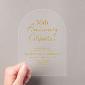 Modern Minimal 50th Wedding Anniversary Acryl Uitnodigingen (Insitu (Draagbaar))