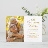 Modern Minimal 50th Wedding Jubileum Foto Kaart (Staand voorkant)