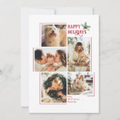 Modern Minimal 5 Fotocollage Kerstmis Feestdagenkaart (Voorkant)