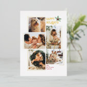 Modern Minimal 5 Fotocollage Kerstmis Folie Feestdagenkaart (Staand Voorkant)