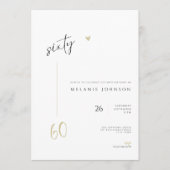 Modern Minimal 60th Birthday Party Invitation Kaart (Voorkant)