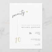 Modern Minimal 70th Birthday Party Invitation Kaart (Voorkant)