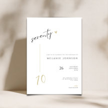 Modern Minimal 70th Birthday Party Invitation