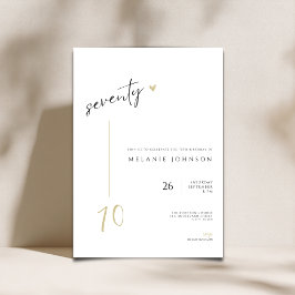 Modern Minimal 70th Birthday Party Invitation Kaart