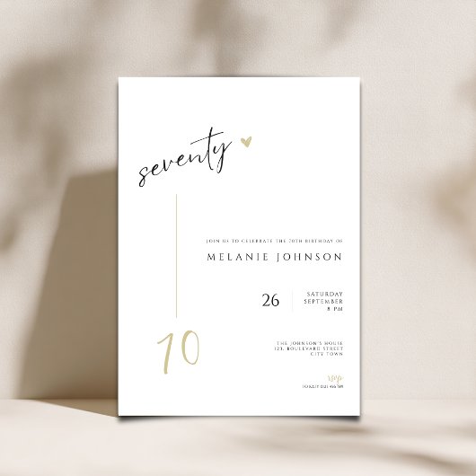 Modern Minimal 70th Birthday Party Invitation Kaart