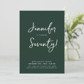 Modern Minimal 70th Birthday Script Emerald Kaart (Staand voorkant)