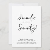 Modern Minimal 70th Birthday Script Zwart & Wit Kaart (Voorkant)