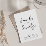 Modern Minimal 70th Birthday Script Zwart & Wit Kaart<br><div class="desc">Een elegant "70th Birthday" feestuitnodigingsontwerp met moderne typografie en aangepaste tekst.</div>