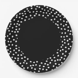 Modern Minimal Abstract Polka Dot Zwart-wit Papieren Bordje