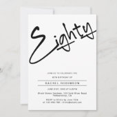 Modern Minimal Adult 80ste verjaardagsfeest Kaart (Voorkant)