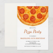 Modern Minimal Adult Birthday Pizza Party Kaart (Voorkant / Achterkant)