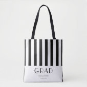 Modern Minimal Afstuderen zwart-wit streep Tote Bag (Voorkant)
