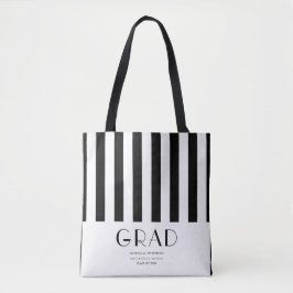 Modern Minimal Afstuderen zwart-wit streep Tote Bag