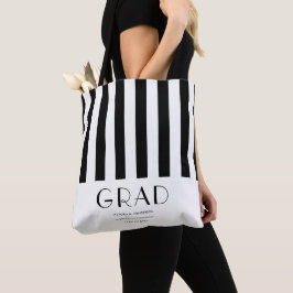 Modern Minimal Afstuderen zwart-wit streep Tote Bag