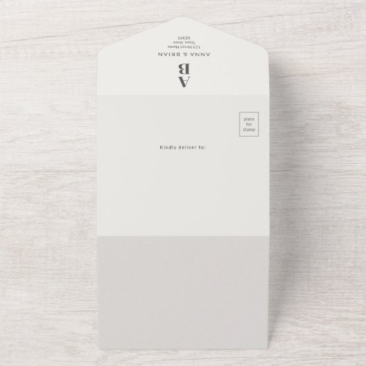 Modern Minimal All-in-One Wedding Invitation All In One Uitnodiging (Buitenkant)