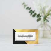 MODERN MINIMAL ANGLE gouden hoek zwart wit Visitekaartje (Staand voorkant)