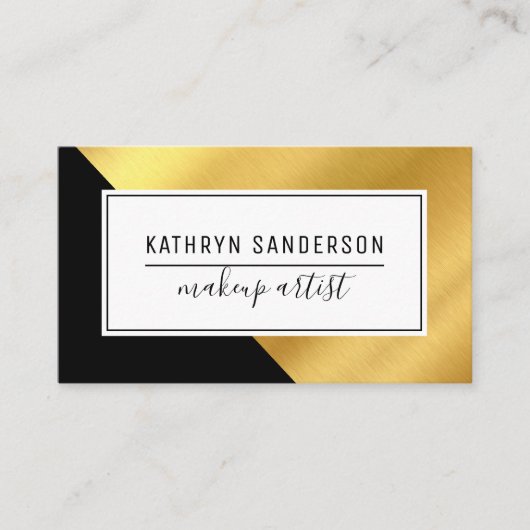MODERN MINIMAL ANGLE gouden hoek zwart wit Visitekaartje (Voorkant)