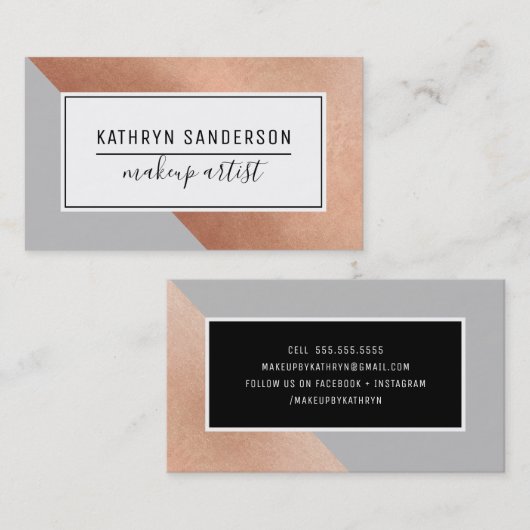 MODERN MINIMAL ANGLE roos gouden hoek grijs Visitekaartje (Voorkant / Achterkant)