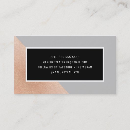 MODERN MINIMAL ANGLE roos gouden hoek grijs Visitekaartje (Achterkant)