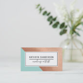 MODERN MINIMAL ANGLE roos gouden hoek mint wit Visitekaartje (Staand voorkant)