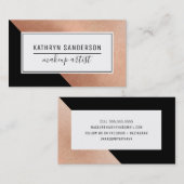 MODERN MINIMAL ANGLE roos gouden hoek zwart wit Visitekaartje (Voorkant / Achterkant)