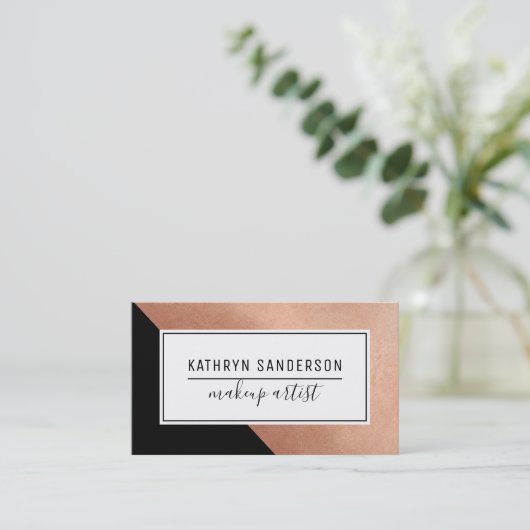 MODERN MINIMAL ANGLE roos gouden hoek zwart wit Visitekaartje (Staand voorkant)