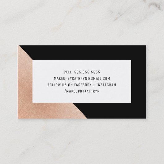 MODERN MINIMAL ANGLE roos gouden hoek zwart wit Visitekaartje (Achterkant)