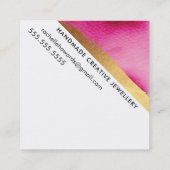 MODERN MINIMAL ANGLE roze waterverf goudborstel Vierkante Visitekaartje (Achterkant)